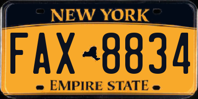 NY license plate FAX8834