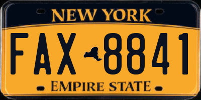 NY license plate FAX8841