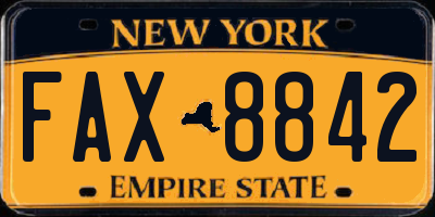 NY license plate FAX8842