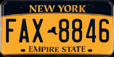NY license plate FAX8846