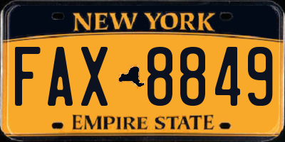 NY license plate FAX8849