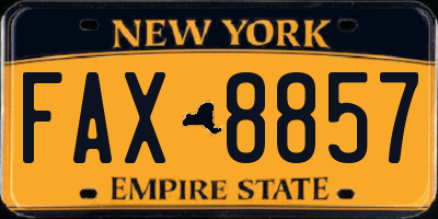 NY license plate FAX8857