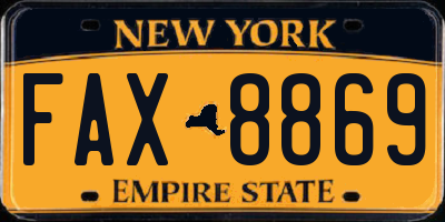 NY license plate FAX8869
