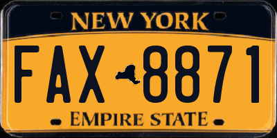 NY license plate FAX8871