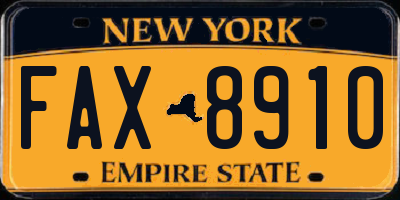 NY license plate FAX8910