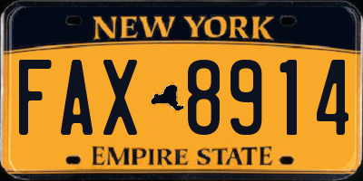 NY license plate FAX8914
