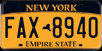 NY license plate FAX8940