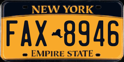 NY license plate FAX8946