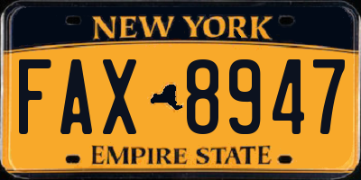 NY license plate FAX8947