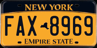 NY license plate FAX8969