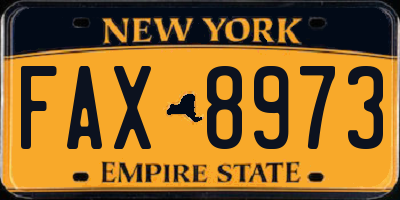 NY license plate FAX8973