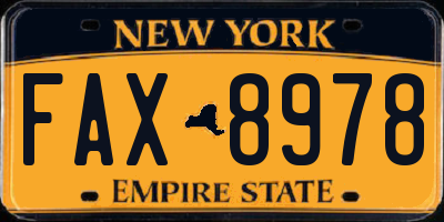 NY license plate FAX8978