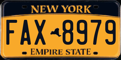 NY license plate FAX8979