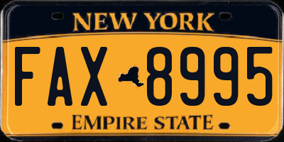 NY license plate FAX8995