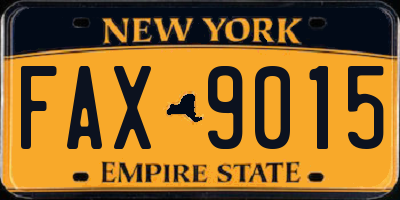 NY license plate FAX9015