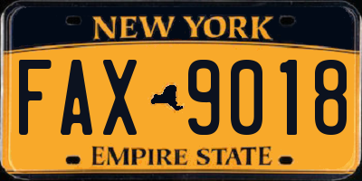 NY license plate FAX9018
