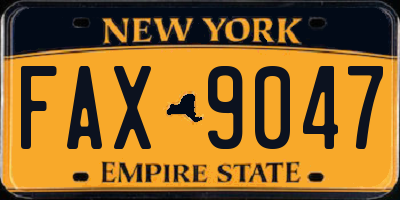 NY license plate FAX9047
