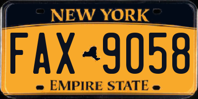 NY license plate FAX9058