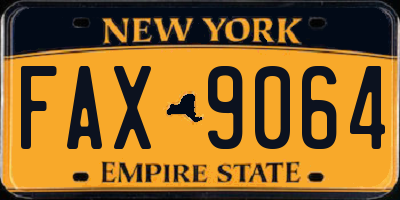 NY license plate FAX9064