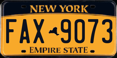 NY license plate FAX9073