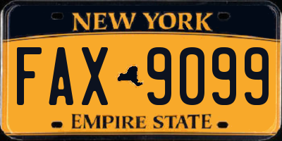 NY license plate FAX9099