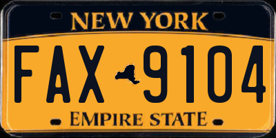 NY license plate FAX9104