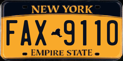 NY license plate FAX9110