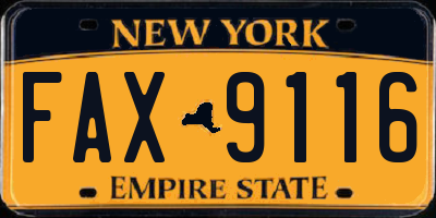 NY license plate FAX9116