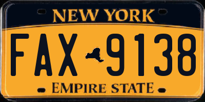 NY license plate FAX9138