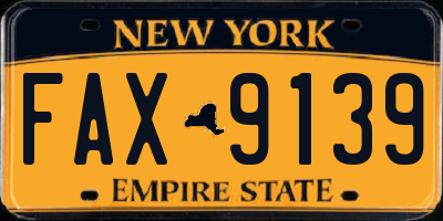 NY license plate FAX9139
