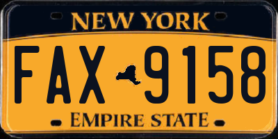 NY license plate FAX9158