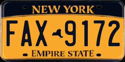 NY license plate FAX9172