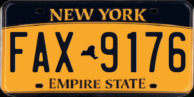 NY license plate FAX9176