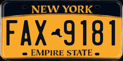 NY license plate FAX9181