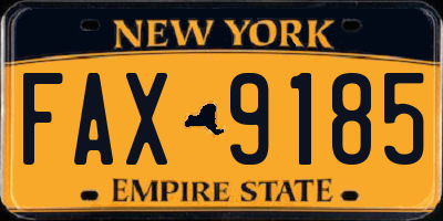 NY license plate FAX9185