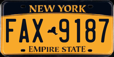 NY license plate FAX9187