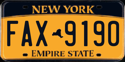 NY license plate FAX9190