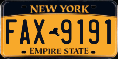NY license plate FAX9191