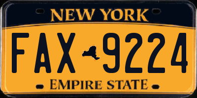 NY license plate FAX9224