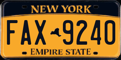 NY license plate FAX9240