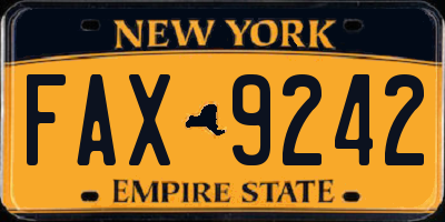 NY license plate FAX9242