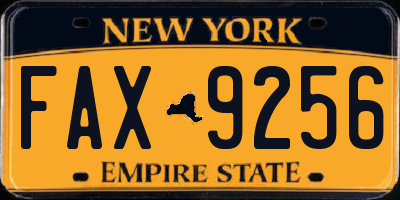 NY license plate FAX9256