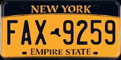 NY license plate FAX9259