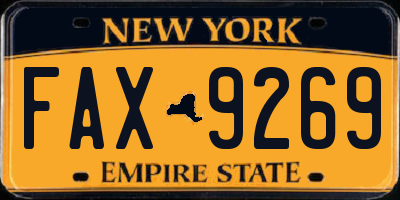 NY license plate FAX9269