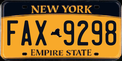 NY license plate FAX9298