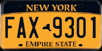 NY license plate FAX9301