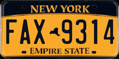 NY license plate FAX9314
