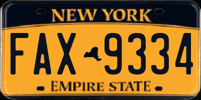 NY license plate FAX9334