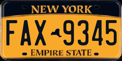 NY license plate FAX9345