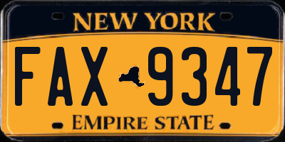 NY license plate FAX9347